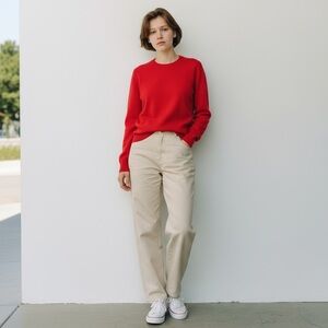 Cashmere sweater 2 ply Fenn Wright Manson size small fitted Red